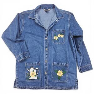 NATURAL IMPRESSIONS Denim Chore Jacket Women's M VTG Y2K Gardening Cottagecore